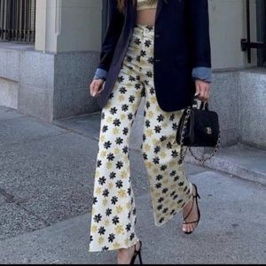 Zara Marine Straight Daisy Print Jeans